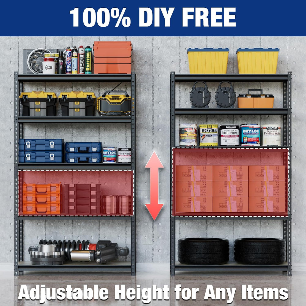 WORKPRO 5-Tier Storage Shelf, 72" H Heavy Duty Adjustable Garage Shelvin...