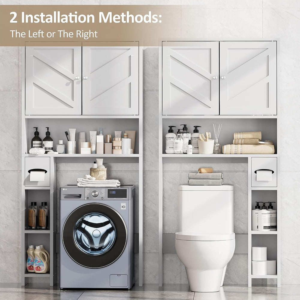 Bathroom Storage Cabinet Over Toilet with Toilet Paper Holder Stand, Freestan...