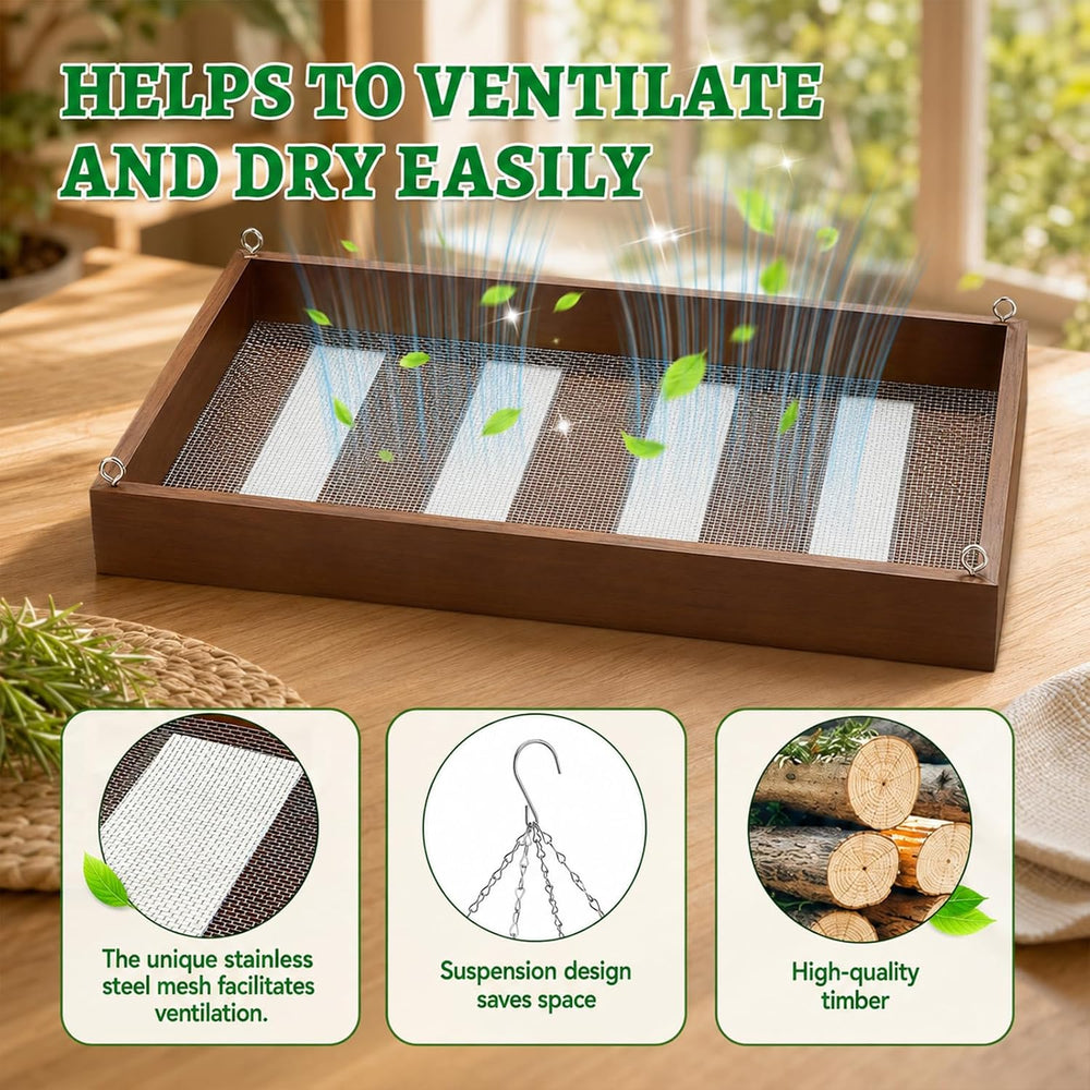 3-Tier Hanging Wooden Herb Drying Rack