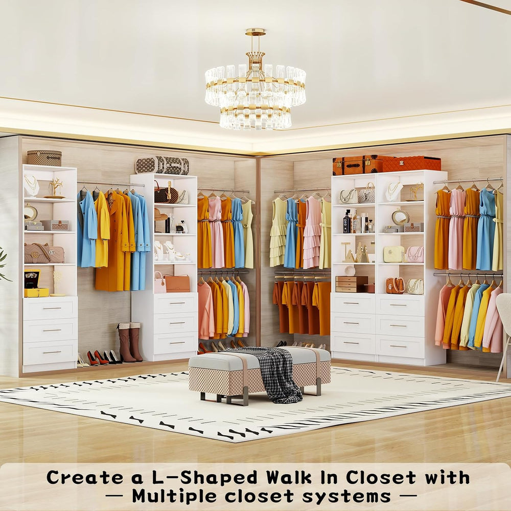 Closet System with Drawers, 4FT-9FT Modular Closet Organizer System with 4 Ex...