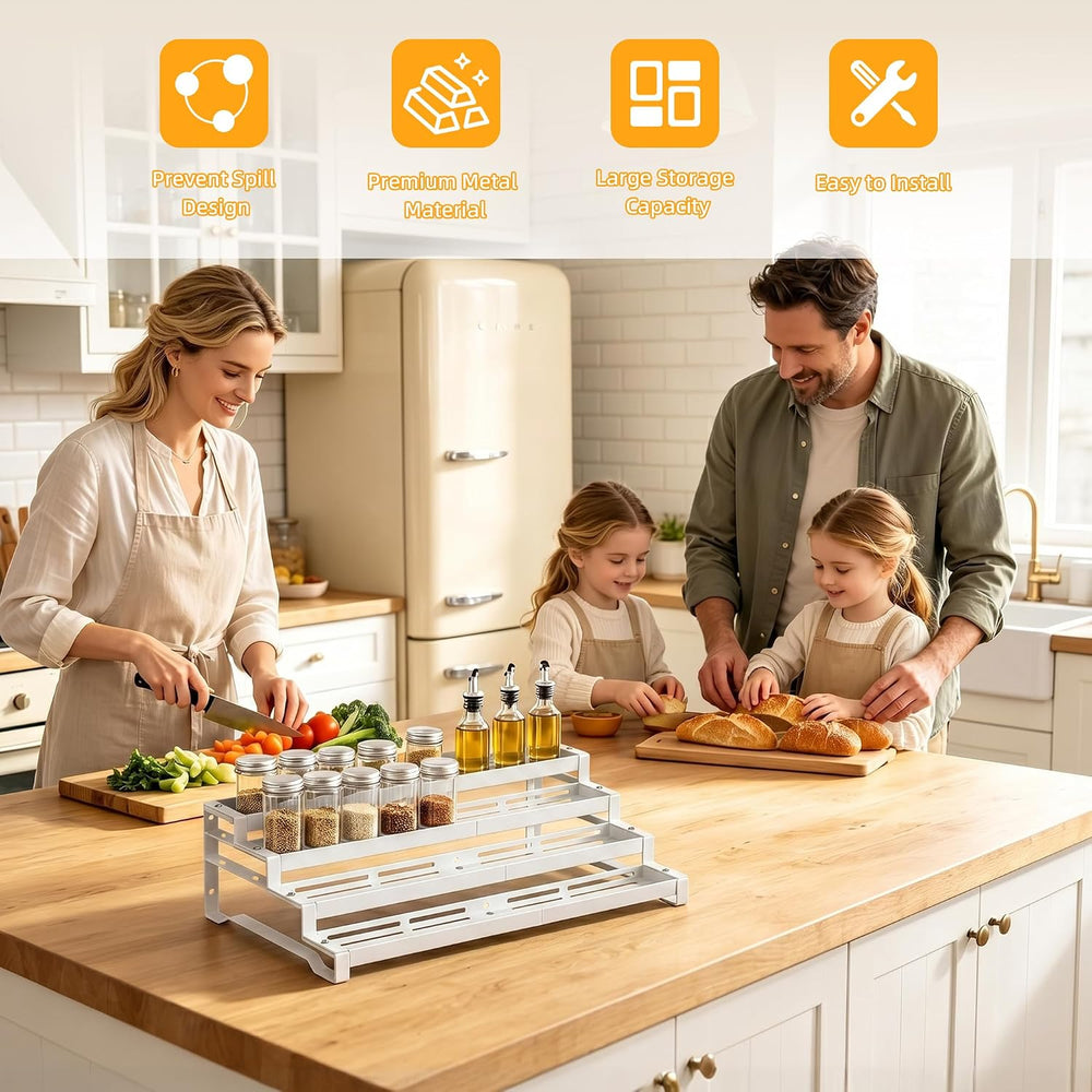 Expandable Spice Rack Organizer for Cabinet, 4-Tier Metal Shelf