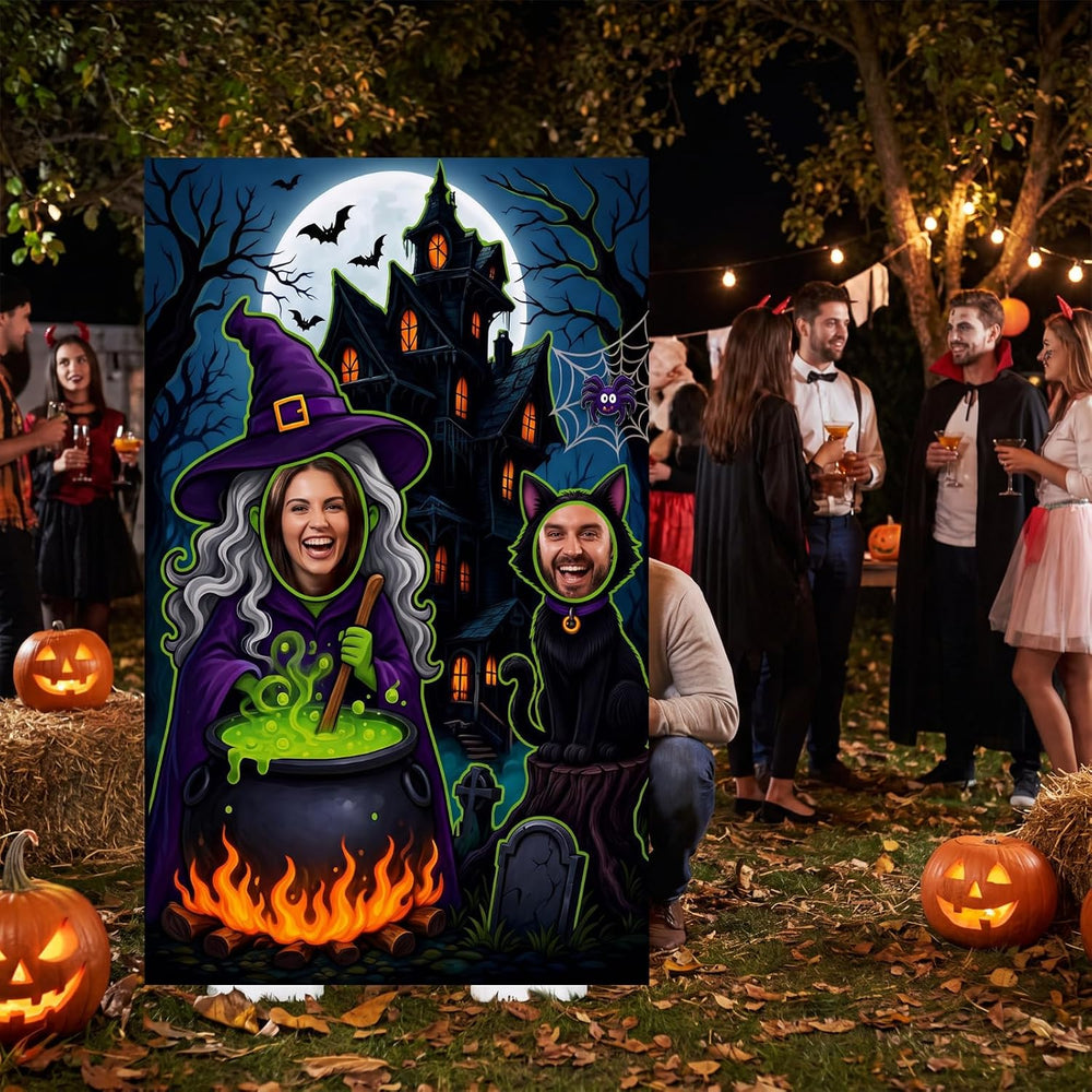 Qunclay 5.4 ft Halloween Witch Cardboard Cutout Photo Prop with Base