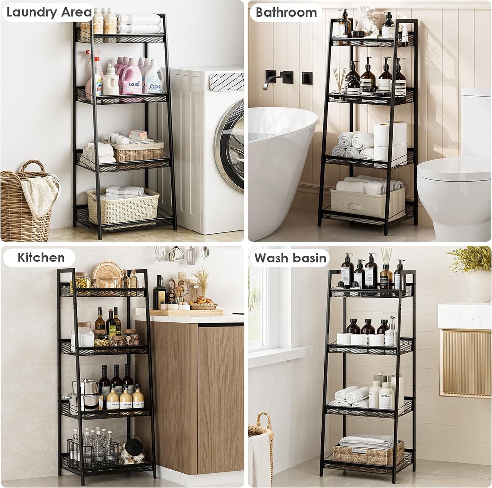 4 Tier Bathroom Shelf, Bathroom Organizer and Storage for Small Space, Free-S...