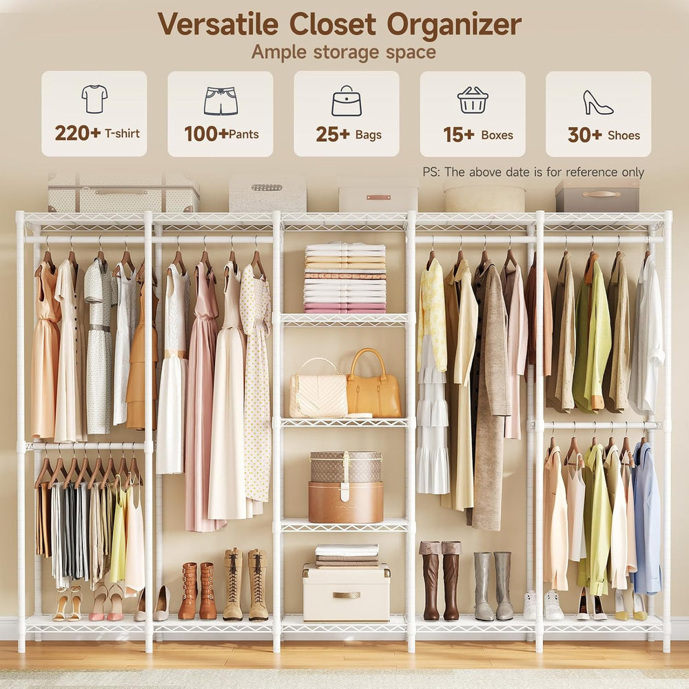 F5 Heavy Duty Clothes Rack Freestanding Modular Closet System White