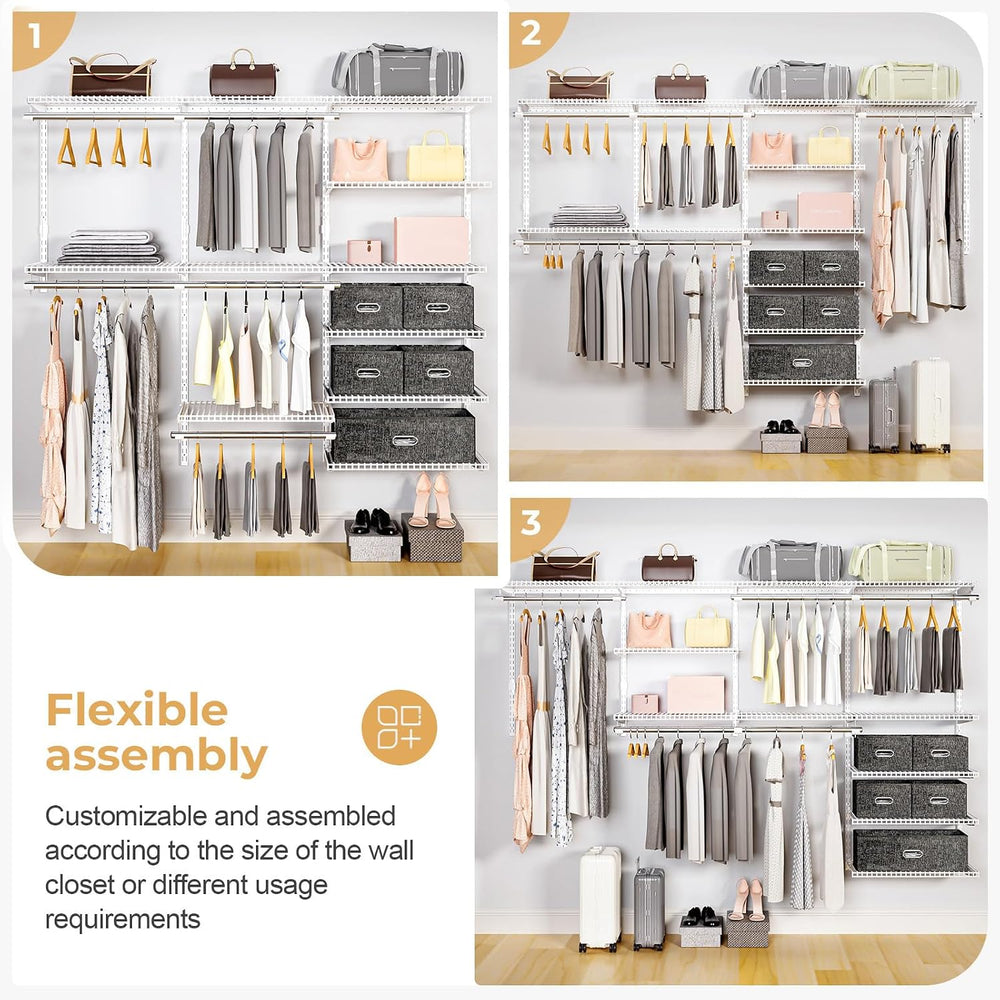 Sturdy Closet Organizer System: 8.7 Ft. Custom Metal Wire Shelving