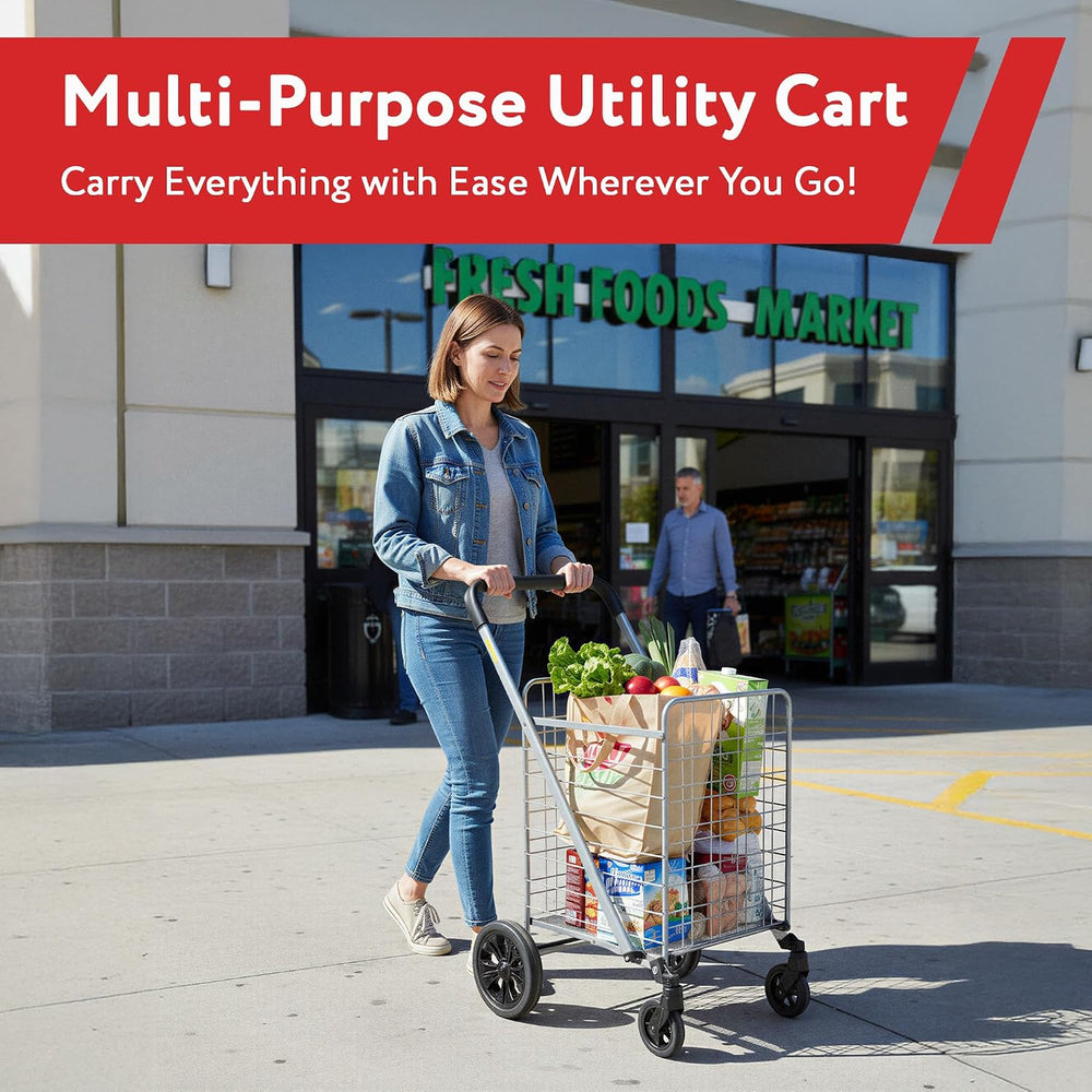 dbest Products Cruiser Cart Deluxe 2 - Foldable Shopping Cart with Wheels &am...