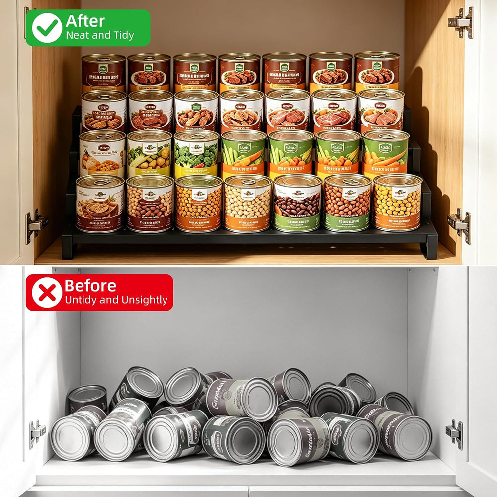Expandable Can Organizer for Pantry, 4-Tier Adjustable Metal Can Rack