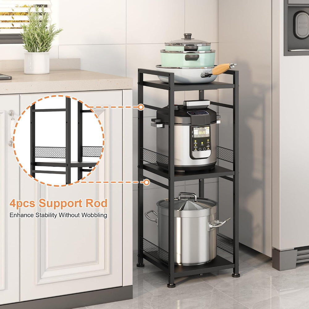 3-Tier-Narrow-Metal-Shelving-Unit, Expandable Bathroom Laundry Shelves