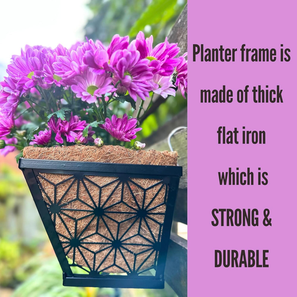 LaLaGreen Garden Wall Planter (16 in, 2 Pack) Black Patio Window Flower Box