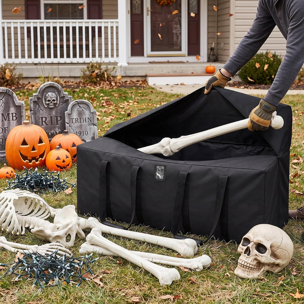 Klmnop 12ft Skeleton Storage Bag, Heavy Duty 600D Oxford Large Halloween Chri...