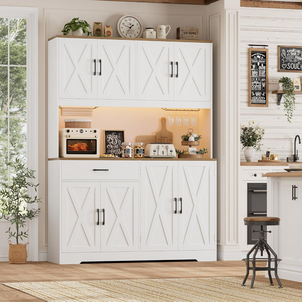 HOSTACK 55" W Kitchen Pantry Storage Cabinet, 72" Tall Hutch Cabine...