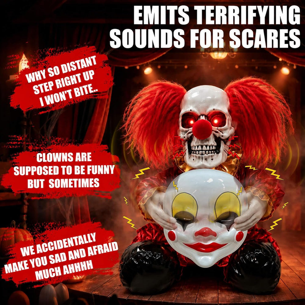Scary Halloween Animatronics Clown Decoration for Haunted House Party Decor