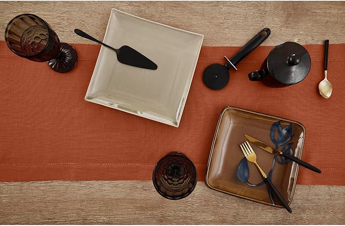 Solino Home Linen Cinnamon Table Runner 132 Inches Long - 100% Pure Linen Ext...