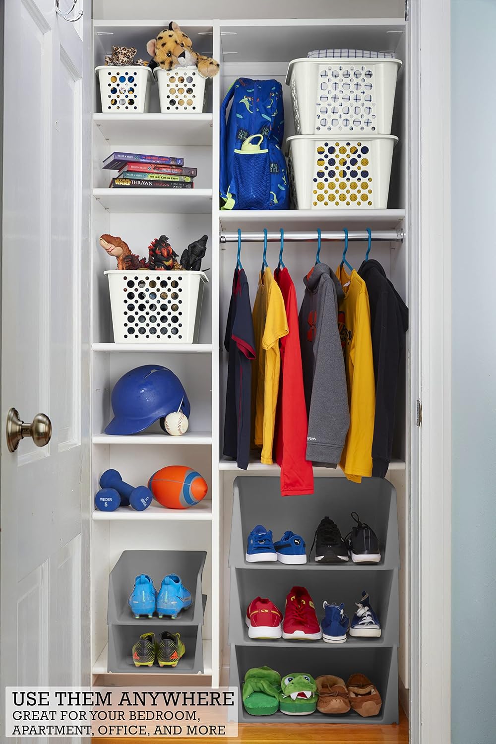 Stackable Storage Containers with Open Front, 3 Pack, Great Organizing Bins f...