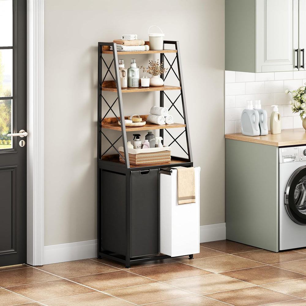 Herture Laundry Basket, 2 Section Laundry Hamper with 4 Tiers Shelf, Pull-Out...