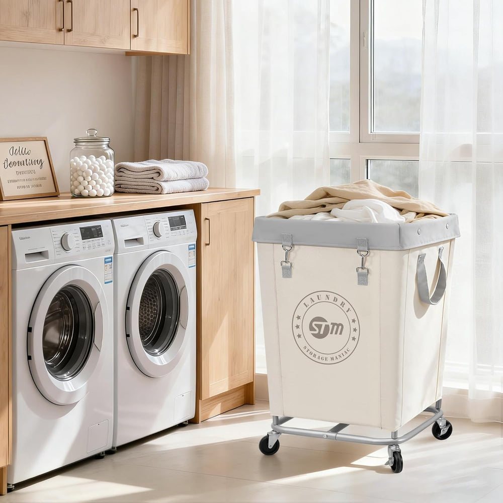 STORAGE MANIAC Commercial Laundry Hamper with Heavy Duty Steel Frame, 160 L I...