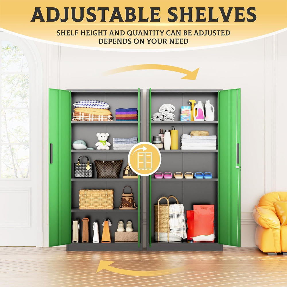 72" Metal Storage Cabinet - Heavy-Duty Metal Garage Cabinet with 4 Adjus...