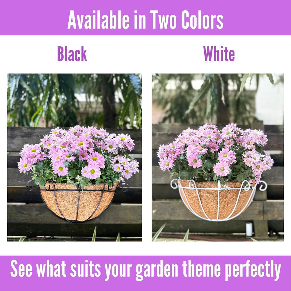 ShopLaLa Wall Planter (10 in, 10 Pack) Black Coco Liner Fence Flower Pots