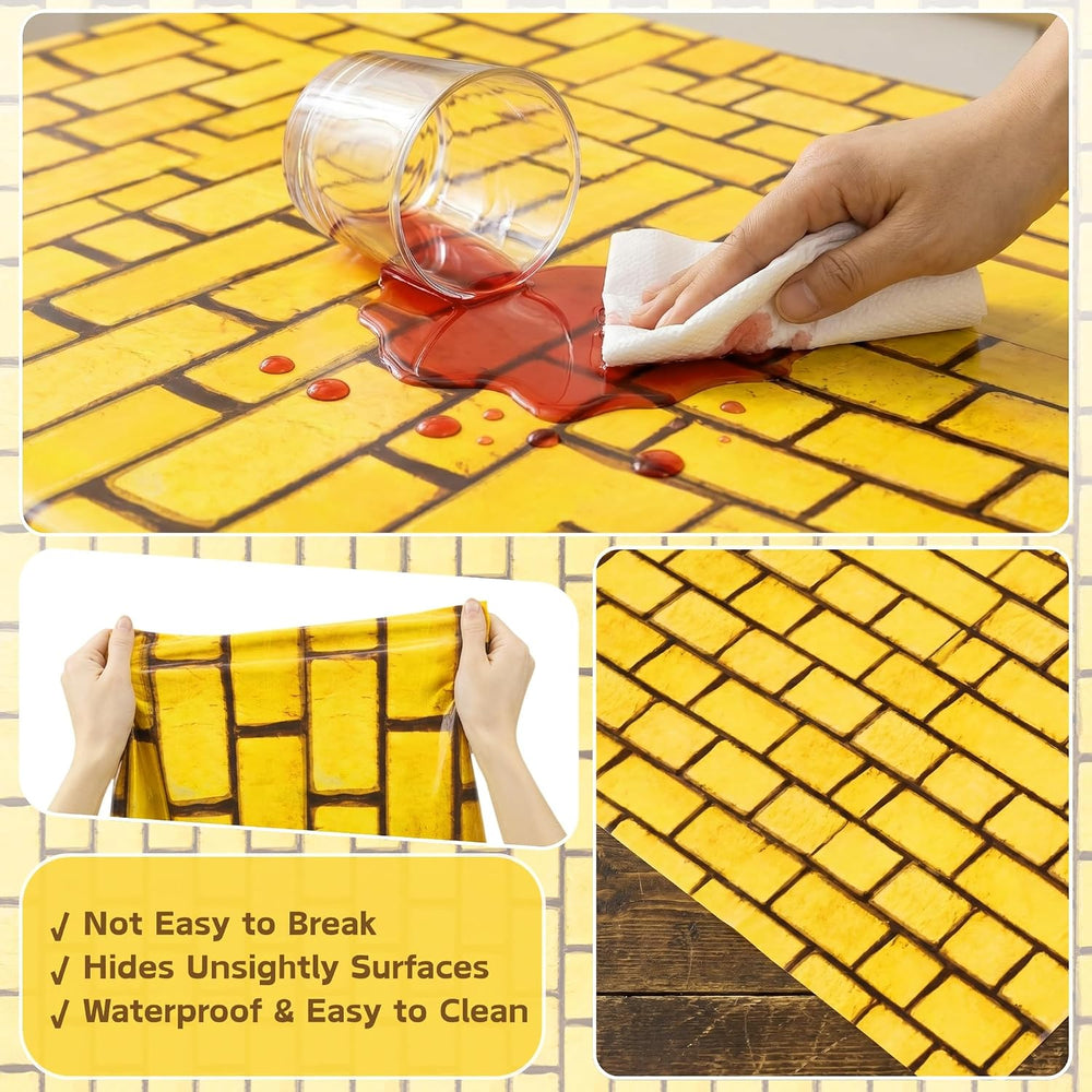 100FT x 54IN Halloween Yellow Brick Tablecloth Roll with Slide Cutter Box