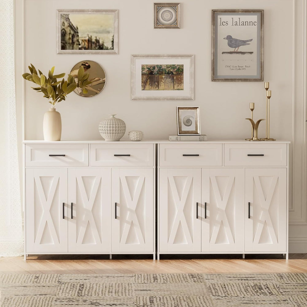 Homhedy Coffee Bar Storage Cabinet with Drawers, Kitchen Buffet Cabinet