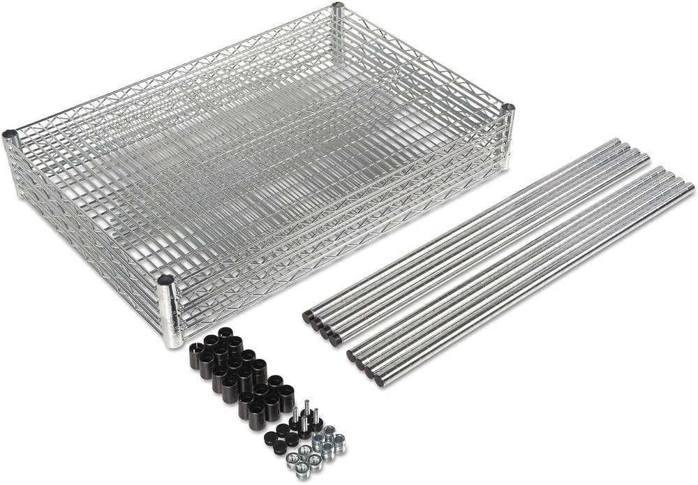 Alera NSF Certified Industrial Four-Shelf Wire Shelving Kit, 36w x 18d x 72h,...