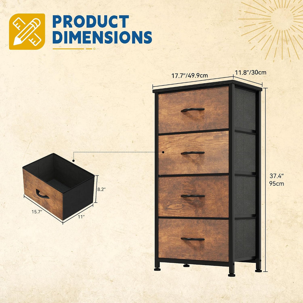 DWVO Dresser with 4 Drawers - Fabric Storage Tower