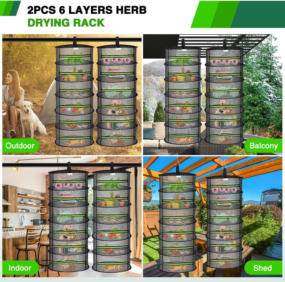Yesker 6 Layer Herb Drying Rack Hanging Mesh Net Foldable Plant Drying Racks ...