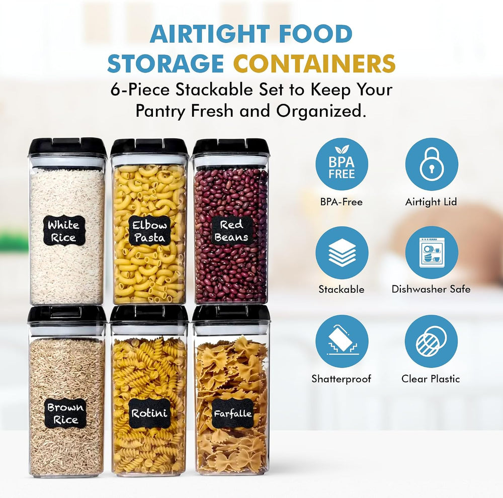 Shazo 6 PC 1.2L Airtight Food Storage Containers with Lids BPA Free Plastic