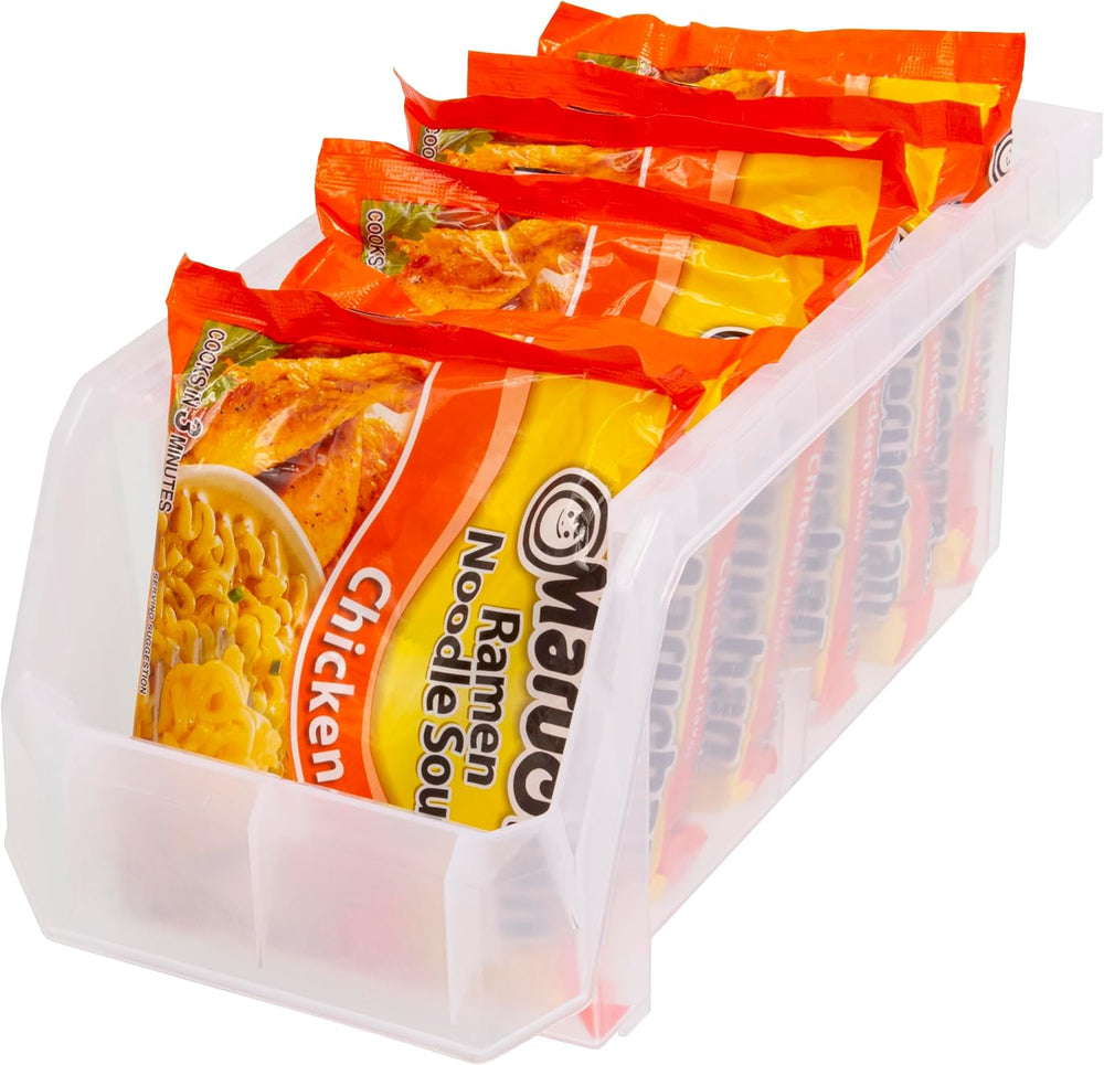 Medium Stackable Plastic Storage Bins, 8-Pack, Clear