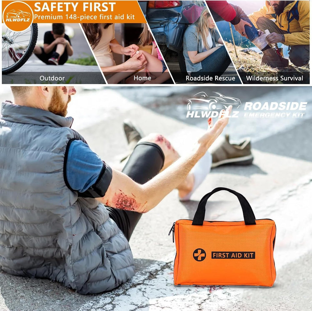 Car Emergency Kit with Portable Air Compressor - Roadside Assistance Emergenc...