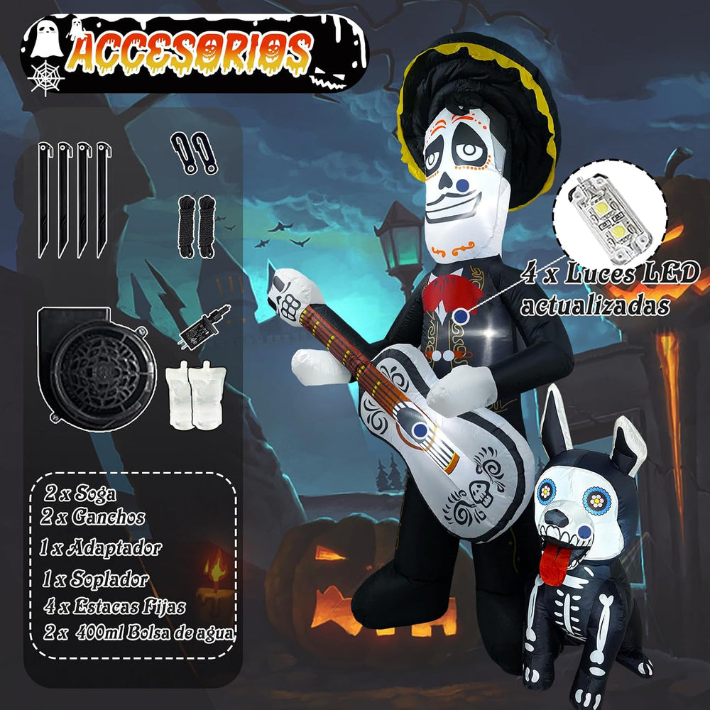Dia De Los Muertos Decoration, 6 FT Halloween Inflatables Outdoor, Day of The...