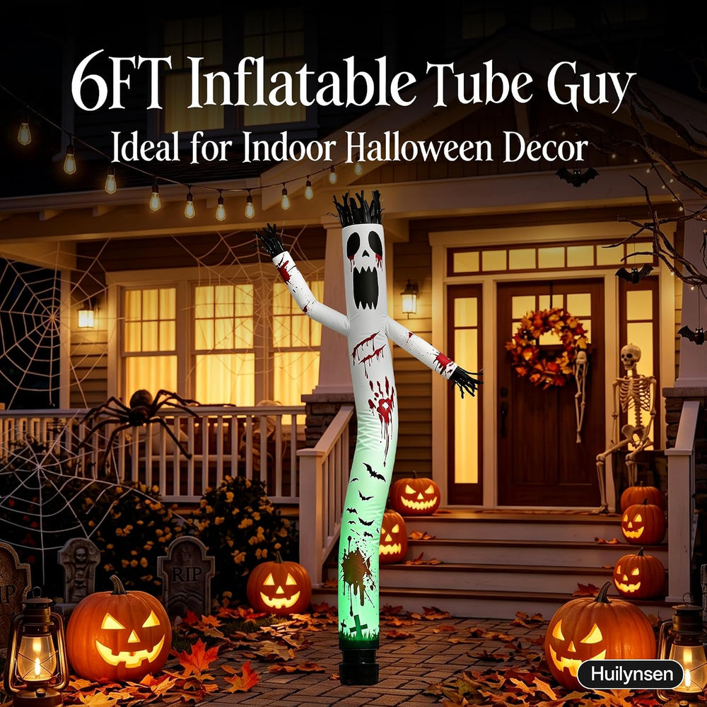 6 ft Halloween Ghost Inflatable Waving Tube Man with Blower 45W+Spotlight