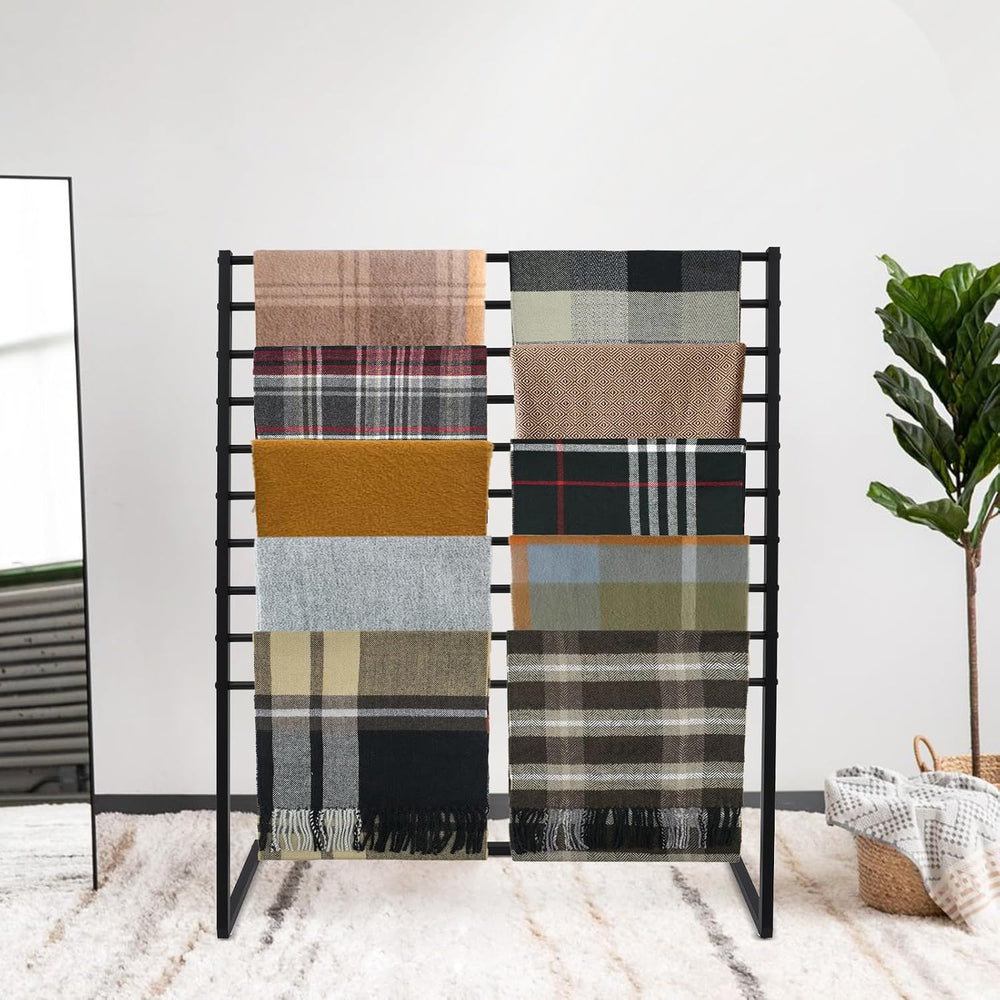 10 Tier Scarf Display Stand, 47.24In Metal Scarf Holder Organizer, Freestandi...