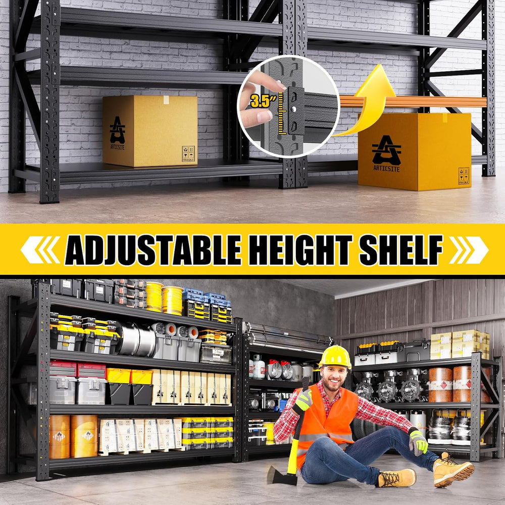 5000LBS Garage Shelving Heavy Duty, 4 Tier Adjustable Storage Shelves, Heavy ...