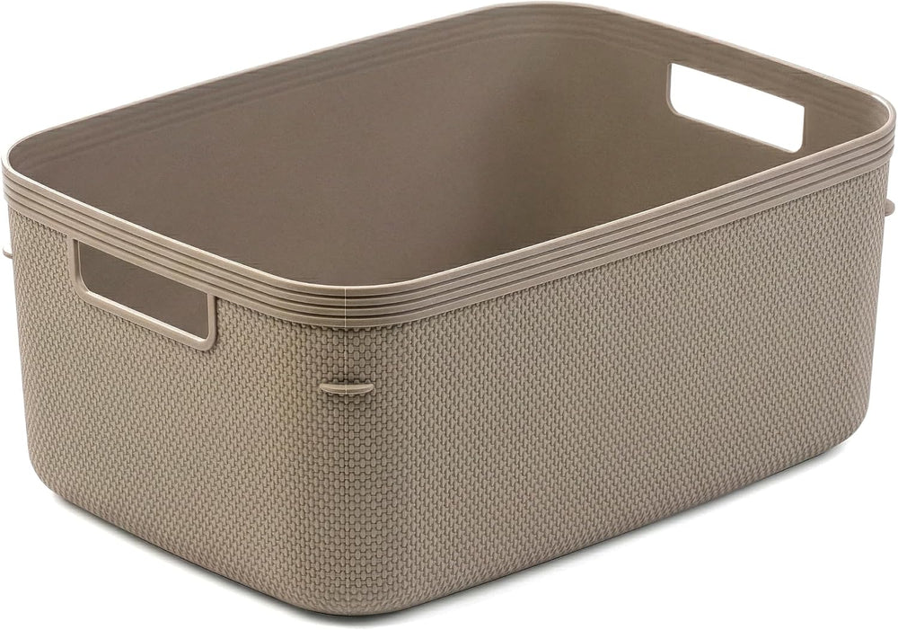BINO | Plastic Storage Bins, 13 Liter - 3 Pack, Taupe | THE TWILL COLLECTION ...