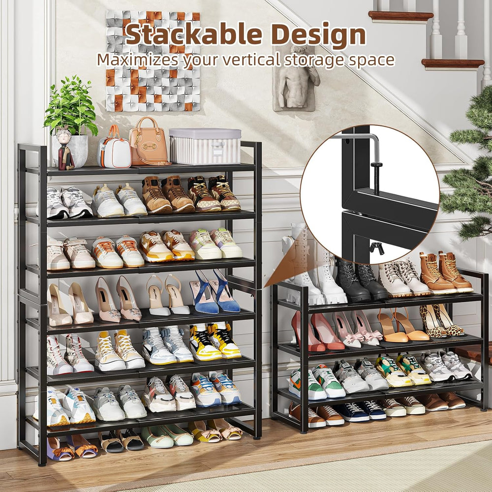Simple Trending 3-Tier Expandable Shoe Rack, Black
