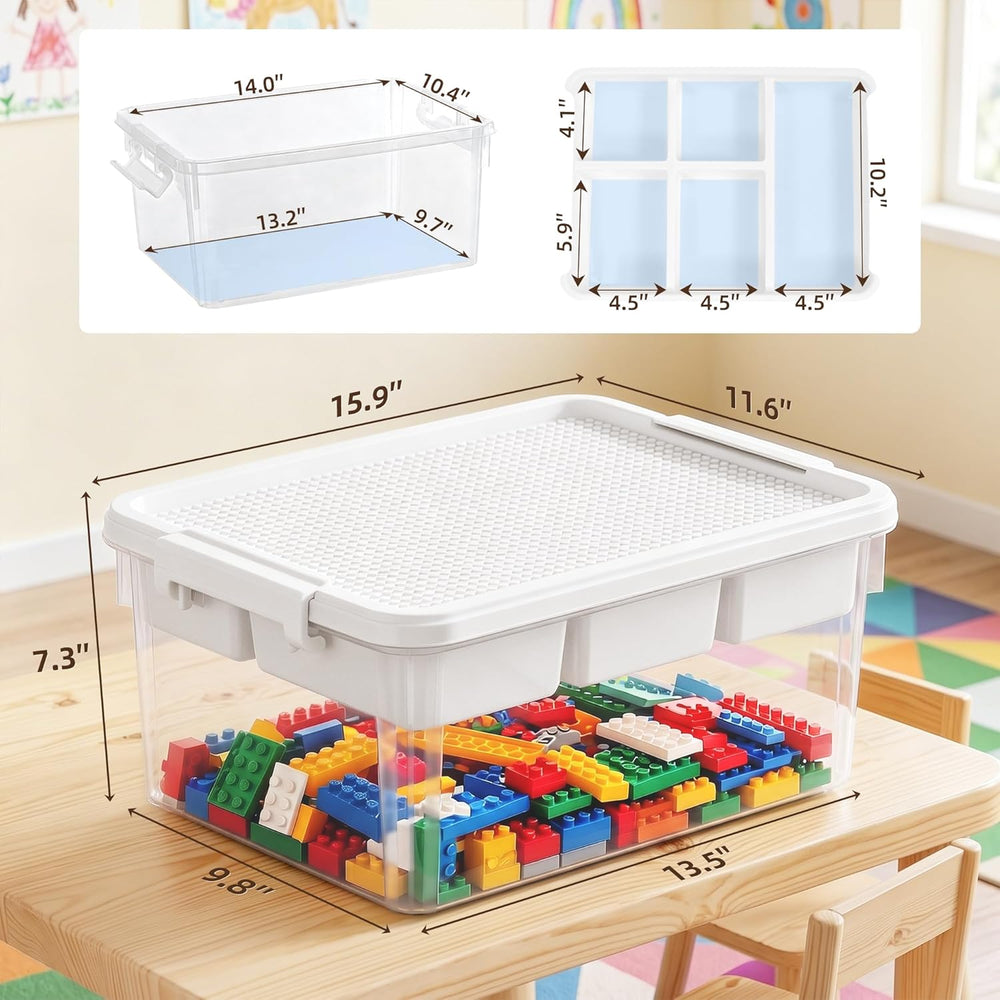 Citylife 17 QT Plastic Storage Box Building Baseplate Lid Removable Tray