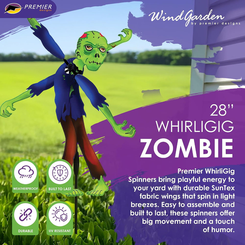 Whirligig Spinner Zombie 20" – Spooky Halloween-Themed Design, Weather-R...