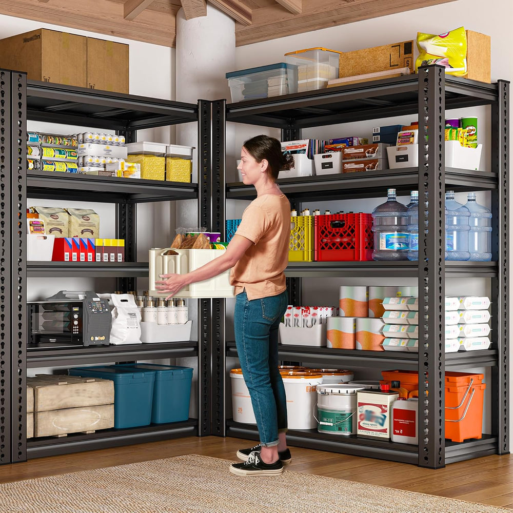 REIBII Garage Shelving Load 2000 LBS, Adjustable 5-Tier Storage Shelves, Meta...