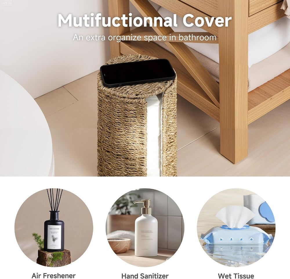 StorageWorks Seagrass Free Standing Toilet Paper Holder Stand for Bathroom, 3...