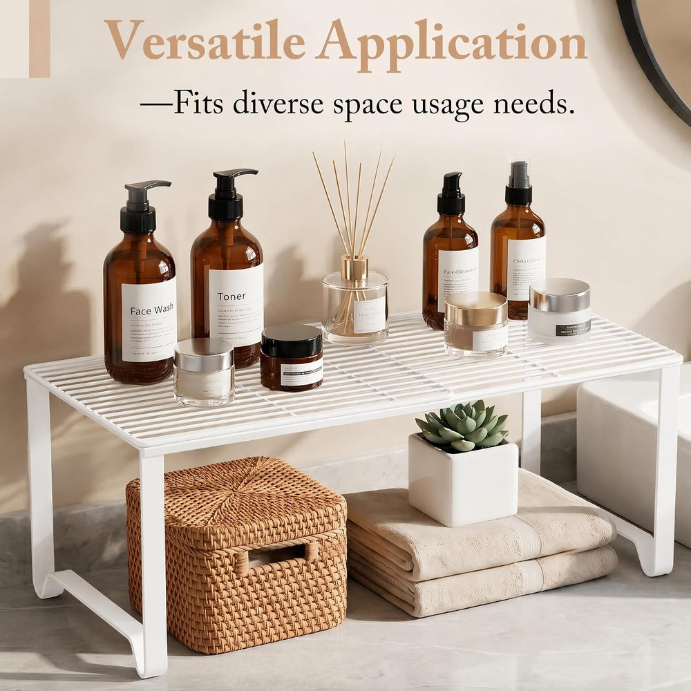 Extendable Metal Wire Shelf Organizer - Adjustable 15-24.4in Length, Stackabl...