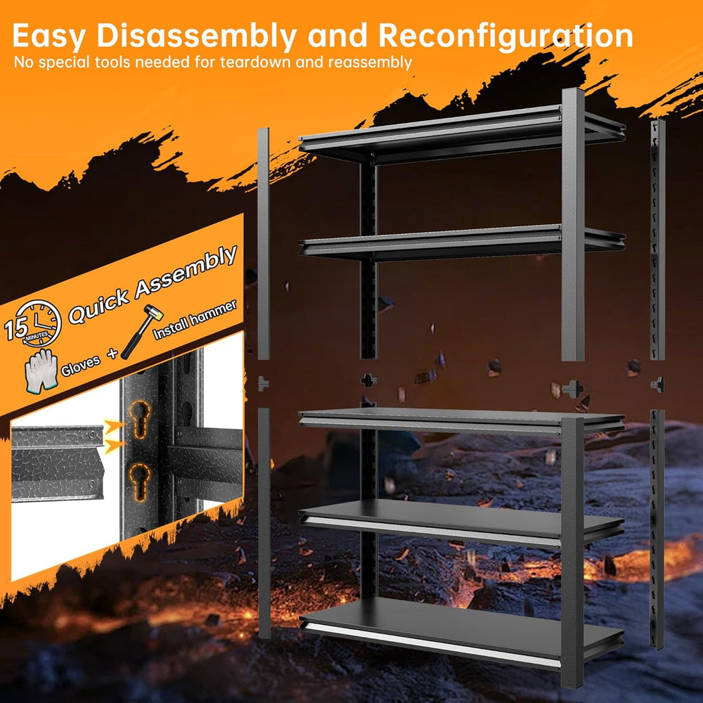 24" W Garage Shelving,5-Tier Heavy Duty Shelving Unit,3000LBS Adjustable...