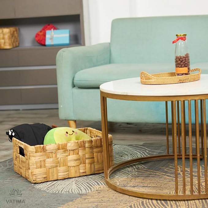 Vatima Jumbo Wicker Storage Basket, Large Hyacinth Organizer, 16.9x12.1x7.1H