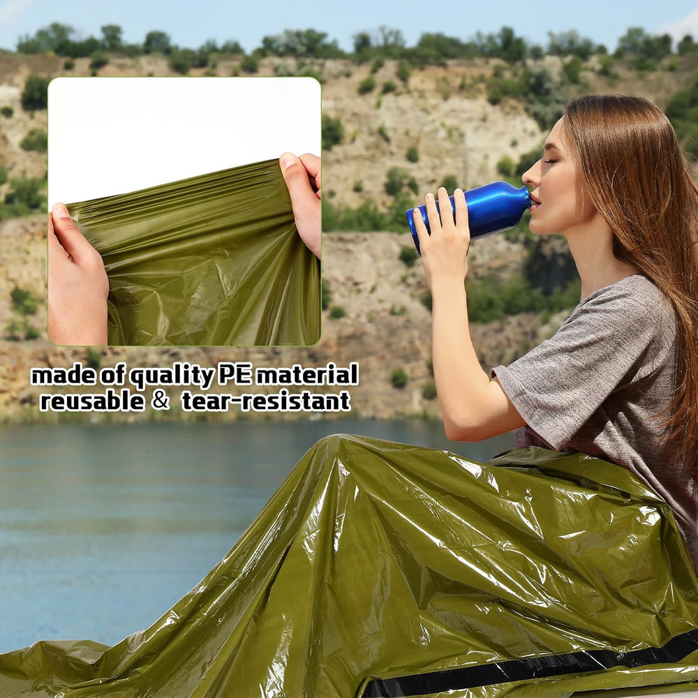 Mixweer 12 Pcs Emergency Sleeping Bag Portable Survival Thermal Bivy Sack Lig...