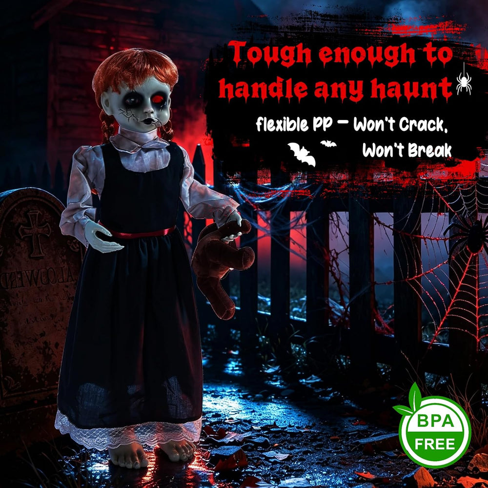 Quntis 35Inch Scary Halloween Animatronic Outdoor Decoration, Sound & Tou...