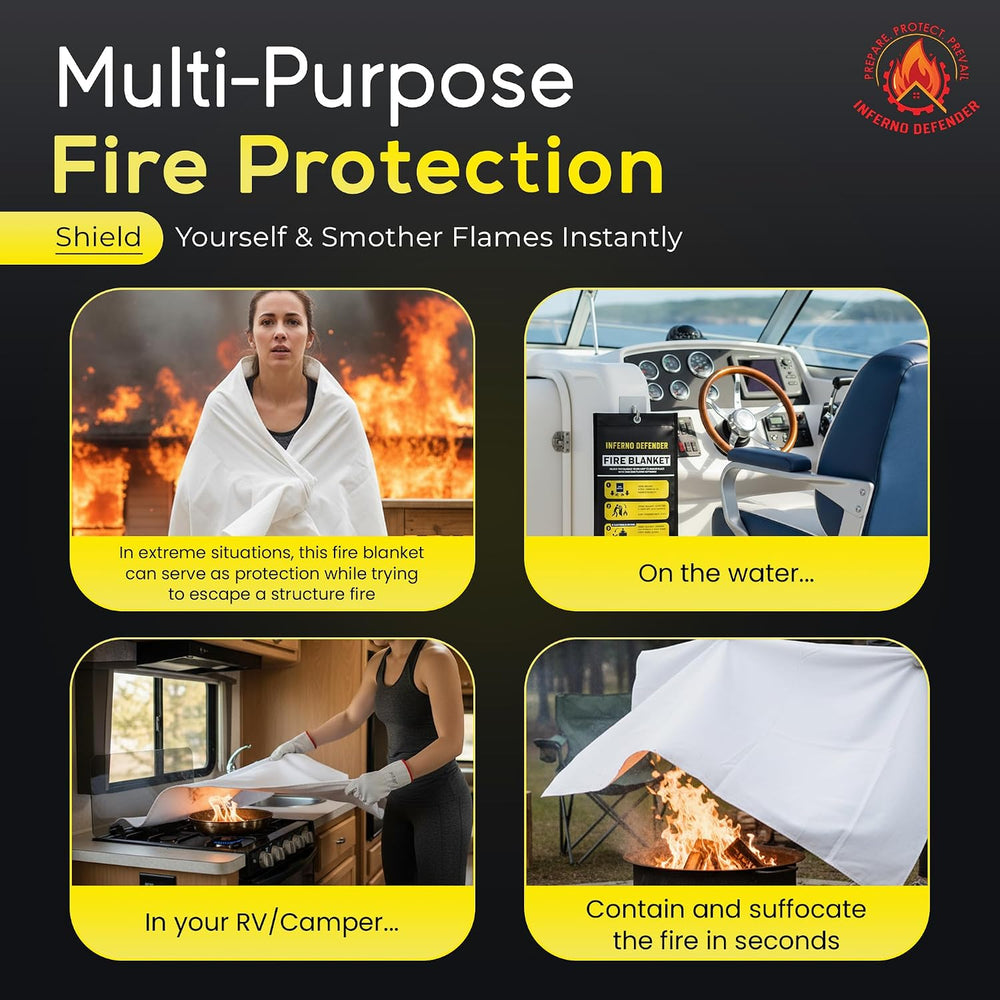 Emergency Fire Blanket For Home And Kitchen, Safe Touch Silicone Coated, 2 Pa...