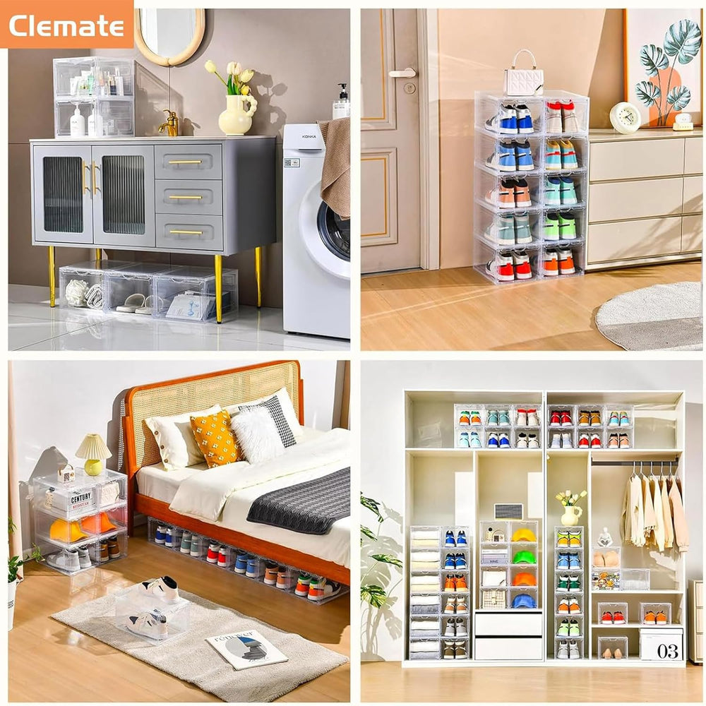 Clemate Upgraded X-Large Shoe Organizer,Shoe Storage Organizer,12 Pack,Shoe B...