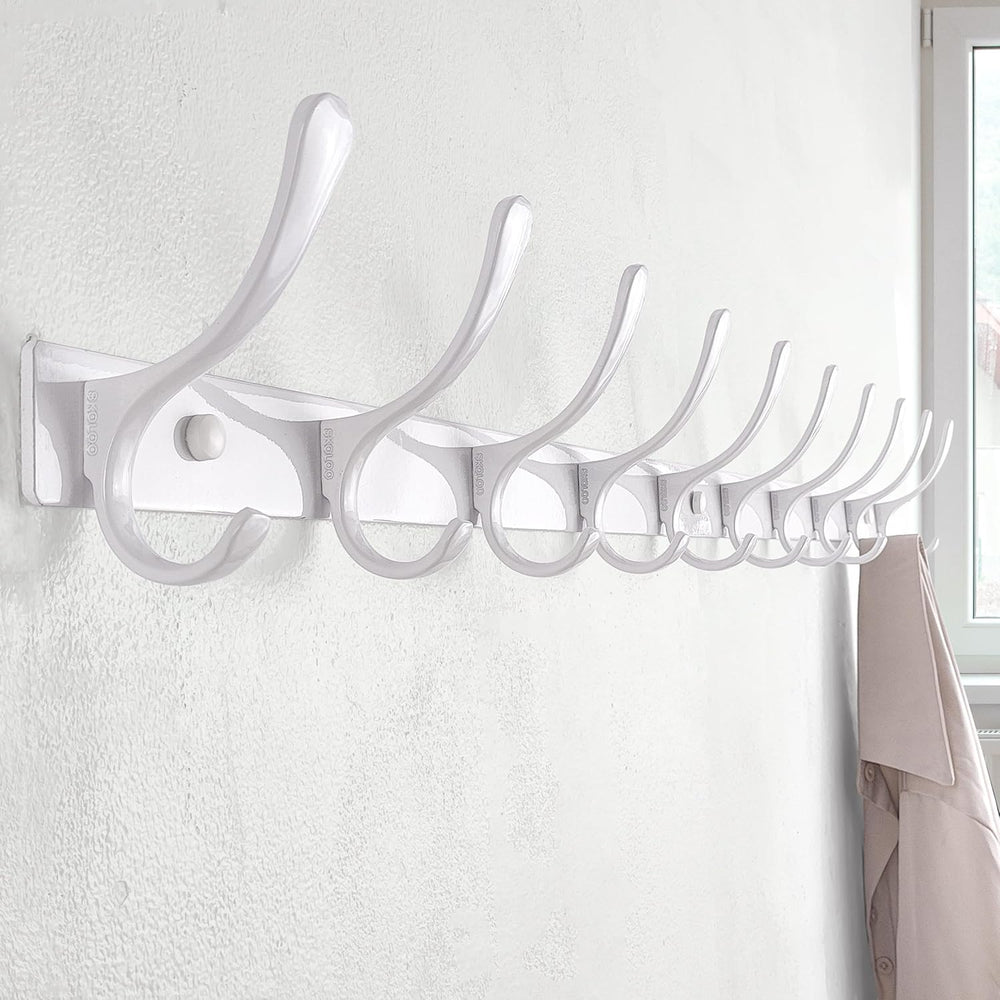 SKOLOO Wall Mounted Coat Rack - 10 Hooks, Heavy Duty, Stainless Steel, Metal ...