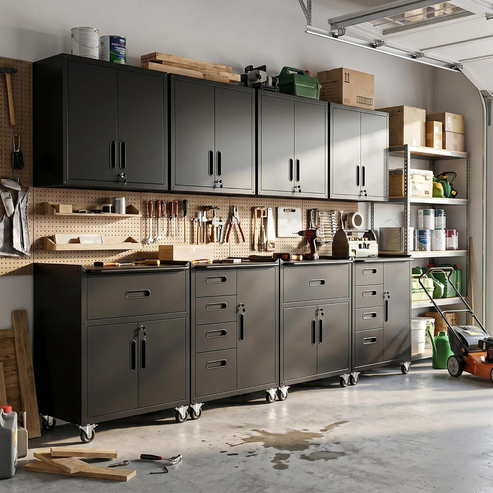 Garage Cabinet System | Heavy Duty Steel All-in-One Modular Garage Cabinet Se...