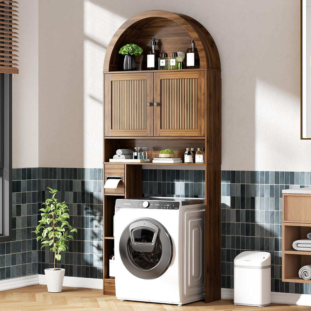 Arched Over The Toilet Storage Cabinet, Fluted Bathroom Shelf Organizer